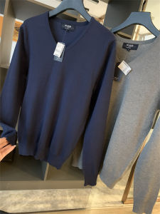 Tanggicord Mens Casual V-neck Solid Color Knitwear Sweater Spring Season Comfortable Long Sleeve Basic Style Daily Wear