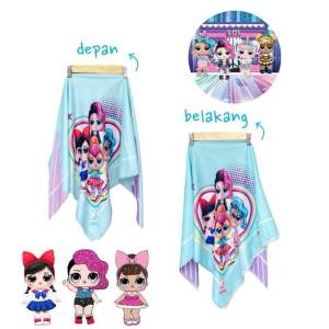 Voal Printing Anak Motif LOL 3D Biru / Hijab Anak Motif Lucu