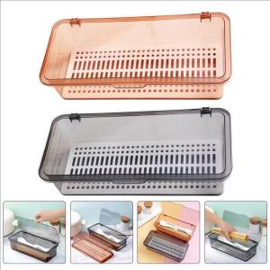 5 ชิ้น กล่องสี่เหลี่ยมผืนผ้าใสขนาดใหญ่ / กล่องเก็บของอะครีลิกใสพร้อมฝาปิดและที่คว่ำจาน / ลิ้นชักจัดระเบียบเครื่องใช้บนโต๊ะอาหาร / ถาดเก็บช้อนส้อมในครัวกันฝุ่น