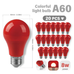 8W 640LM Red LED Color Light Bulbs AC100-240V E27 B22 Decor Lamps for Bedroom Wedding Party Courtyard Garden Stage