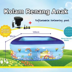 ☀️Garansi 2 tahun☀️Babycolor Kolam Renang Anak 3ring Kolam Mandi Bola Inflatable Swimming Pool Portable Kolamrenang Anak Besar Murah Jumbo PVC Kolam Renang for Kids 1.2M/1.5M /1.8M/2M/2.6M/3M(Free Pompa Set)