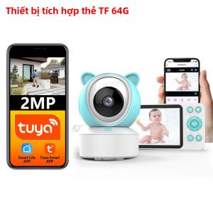 Máy Theo Dõi Trẻ Em Thông Minh Tuya Smart HD 1080P Với Tầm Nhìn Ban Đêm Màn Hình IPS 5 Inch Kết Nối WiFi Camera Trẻ Sơ Sinh Thẻ Nhớ TF 64G Báo Động Khi Bé Khóc Phát Hiện Chuyển Động
