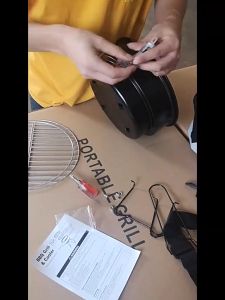 เตาย่างทรงกลมแบบพกพา/เตาถ่านขนาดเล็กใช้กลางแจ้งมีที่จับใช้กับครัวในบ้าน