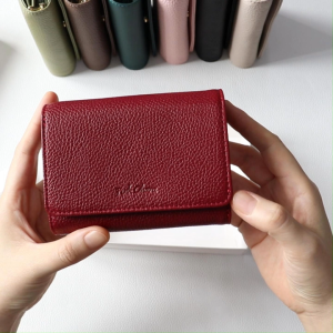 Ví Nữ Gập Da Bò Thật PINK OHARA Mira Vừa GPLX Thẻ BHYT cũ