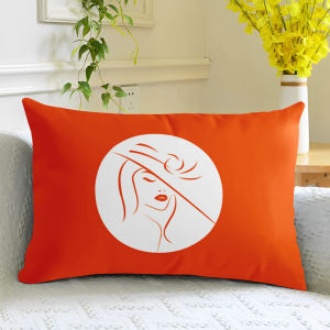 Nordic Style Orange Plaid Cushion Backrest Sofa Office Living Room Decorative Pillow American Geometry Long Rectangle Washable