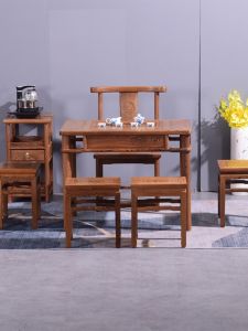 Redwood Furniture Chicken Wing Wood Tea Table Chair Set Solid Wood Chinese Style Balcony Tea Table Home Use Tea Ceremony Table