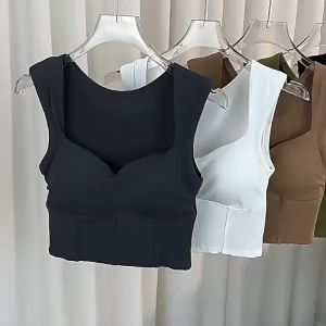 Summer pure desire for wind design sense inside the beauty back camisole undershirt with chest pad outside wear bottoming tops wrap female
