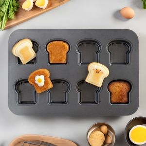 8-Cavity Carbon Steel Baking Pan Toast Bread Cheese Madeleine Muffin Jam Sandwich Cake Mold Dessert Baking Supplies
