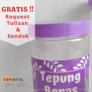 Toples Bumbu Plus Stiker Toples Tepung Tempat Susu dan Toples Bumbu Dapur