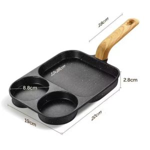 3-in-1 Breakfast Pan Non-Stick Aluminum Induction & Gas Range Compatible Egg & Steak Skillet Hand Wash Only Kitchen Cookwar