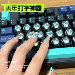 สติกเกอร์ปุ่มคีย์บอร์ด DIY สำหรับคอมพิวเตอร์โต๊ะ ตกแต่งเล็บ ตัวอักษรสูง ใช้งานได้จริง น่ารัก ดีไซน์น่ารัก