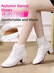 Adult Dance Shoes Womens Spring Autumn Winter Seasonal Soft Bottom Square Dancing Shoes Cow Tendon Bottom Social Dance Shoes