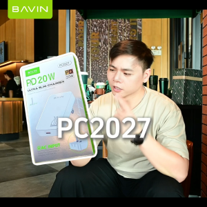 BAVIN PC2027 / PC2028 20W PD Ultra Slim Portable Fast Charging Adapter Port USB & Type-C w/ Bendable AC Plug & Cable
