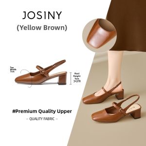 Josiny | FRENCH SQUARE-TOED Mary Jane Elevated Sandals