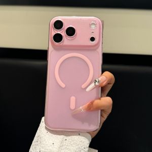CHUQIAN | Translucent Pink Magnetic Thin Naked-feel Full-coverage Drop-resistant Phone Case