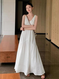 DANTING | Elegant and Simple Dress White V-Neck