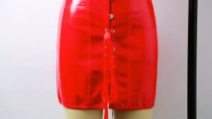 Women Steampunk PVC Corset Dress PU Leather Overbust Bustier Waist Tranier Nightclub Strapless Bodycon Dress