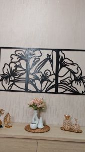 Pajangan Dinding Kayu Laser Cutting Motif Bunga
