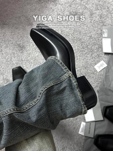 Elegant Paris Santiago Square Toe Mens Leather Mules Slip-On Casual Shoes Comfortable Rubber Sole Breathable Daily Wear