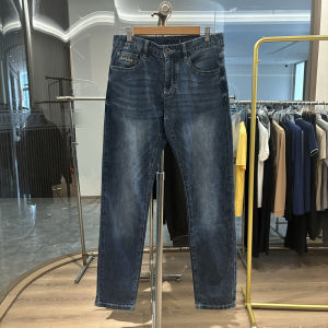 กางเกงยีนส์ทรงตรงทรงสลิมฟิตสำหรับผู้ชาย H-Home กางเกงขายาวลำลองฤดูร้อนแบบบางสบาย ๆ ระบายอากาศได้ดี