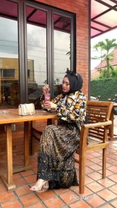 ( M L XXL ) Gamis Twill  Pekalongan Terbaru 2022 Rempel Susun Becanda Warna Kuning|Batik Monggo Kerso