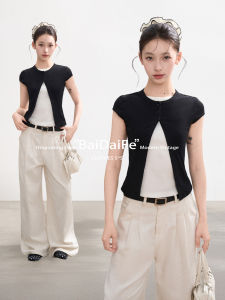 BAIDAIFEI | Sleeveless Black Illusion T-Shirt Summer Slim Fitting