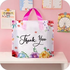 50Pcs Thank You Gift Bags Reusable Shopping Wedding Birthday Christmas Halloween Party Color Boutique Floral Pattern Gift Bag
