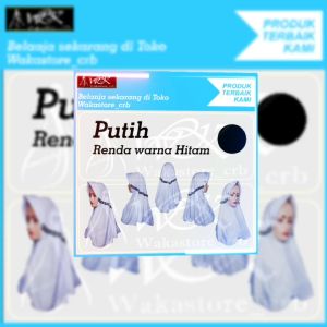 Kerudung sekolah anak hijab sekolah putih renda warna hitam tk sd smp sma dewasa serut renda samping warna hitam