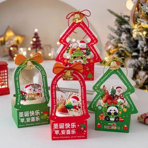 Christmas Tree Shaped Takeaway Cake Decoration Box Dessert Packaging Box Handheld Bobo Cup Festive Sweet Treats Packaging