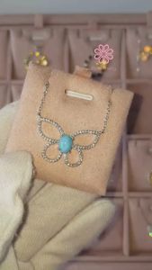 Rosenmarry/สร้อยคอพลอยลาลิมาร์แท้ เกรดท๊อป ตัวเรือนเงินแท้ พร้อมกล่อง RN095 พลอยแท้เสริมดวง  ของขวัญ