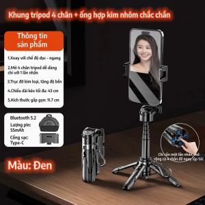P15MINI Chân tripod mini Capgrip 3 IN 1 cho điện thoại Gậy chụp ảnh tự sướng Bluetooth có đèn trợ sáng