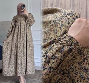 MIDI DRESS RAYON TWILL PREMIUM TERBARU 2025/GAMIS MIDI WANITA DEWASA JUMBO BUSUI MOTIF BUNGA KEKINIAN/DRESS RAYON MOTIF BUNGA TERLARIS