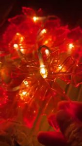 Đèn led lá đỏ dùng pin trang trí lều cắm trại ngoài trời với ánh sáng đỏ ấm áp