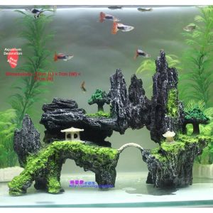 MONLEYTA | Decorative Fish Tank Scenery Set with Artificial Rocks and Plants