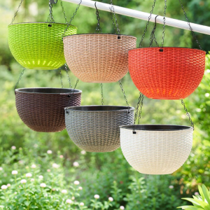 MONLEYTA | Hanging Plastic Rattan-Style Planter Lazy Water Absorption