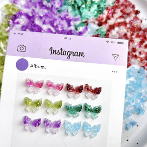 20 Chiếc Bướm Nhựa Trong Suốt Phát Sáng Trang Trí Móng Tay Phong Cách Mộng Mơ Màu Sắc Chuyển Đổi Phụ Kiện Làm Móng Acrylic Tự Làm