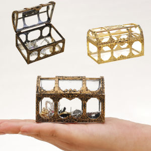 New Vintage Gold Silver Hollow Jewellery Storage Box Treasure Earrings Necklace Jewelry Souvenir Crystal Display Case