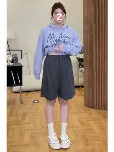 Yokoc plus Size Womens High Waist Wide Leg Casual Shorts Spring Summer Loose Slimming Versatile Five-Quarter Pants