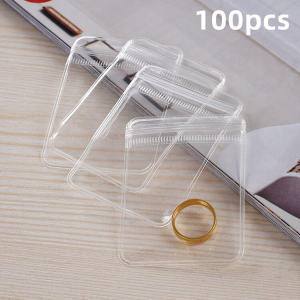 Plastik Klip Mika Tebal Plastic Clip Tebal Accessories Pvc Jewelry Storage Bag 100Pcs