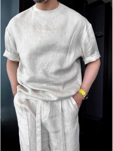 YEBO | Oversized Linen Casual Retro T Shirt and Pants Set Summer