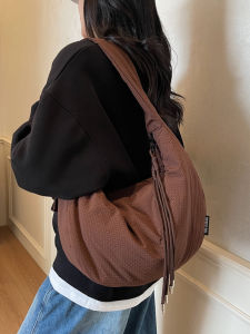 Casual Chic Tote Bag Womens Fashion Shopping Bag with Fringe Wide Shoulder Strap Large Capacity Nylon Material Commuting Bag