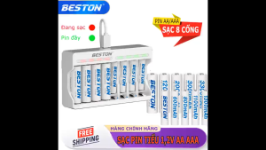 Bộ Sạc Pin Tiểu AA/AAA C9010 Beston 8 Khe tự ngắt thông minh Sạc Nhanh 1800mA Pin Sạc 1.2V Dung Lượng Cao