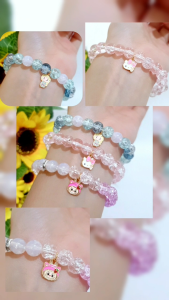 GELANG TANGAN BATU GIOK KRISTAL WARNA MOTIF KARTUN BUAT ABG/DEWASA GELANG ELASTIS/G-9257/