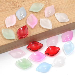 50pcs/lot new acrylic leaves beads frosted flower petal connectors for diy fashion earrings hairpin jewelry accessories