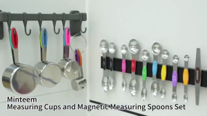 Gemilai 9 Pieces Magnetic Measuring Spoons Set Stainless Steel Dual Sided Stackable Teaspoons Rust-Proof Sturdy for Coffee Sugar Spice Cooking Baking Kitchen Measuring Tools