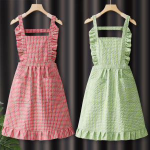 Váy Bếp Cotton Nguyên Chất Mỏng Thoáng Khí Cho Nữ Váy Bếp Nấu Ăn Váy Bếp Nhà Bếp Váy Bếp Chống Thấm Nước Váy Bếp Phong Cách Hàn Quốc