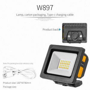 USB Rechargeable LED Flashlight Rotate Bracket Portable Pocket Light Multifunctional COB Work Lamp/ Mini Keychain LED LightW897