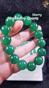 Collection Grade Starry Green Strawberry Quartz Bracelet