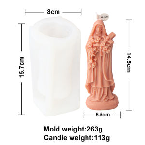 3D Virgin Mary Candle Silicone Mold with Mold Clay Craft Gypsum Virgin Mother Mary Sculpture Scented Religious Home Decor