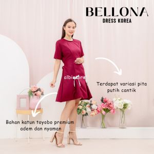 DRESS WANITA BELLONA PITA KEKINIAN KOREAN STYLE